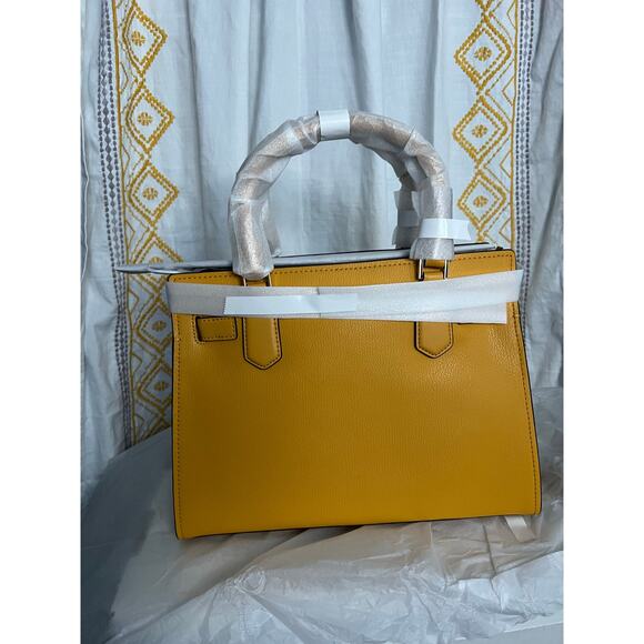 Michael Kors Hamilton Medium Leather Satchel Yellow NWT - Picture 5 of 5